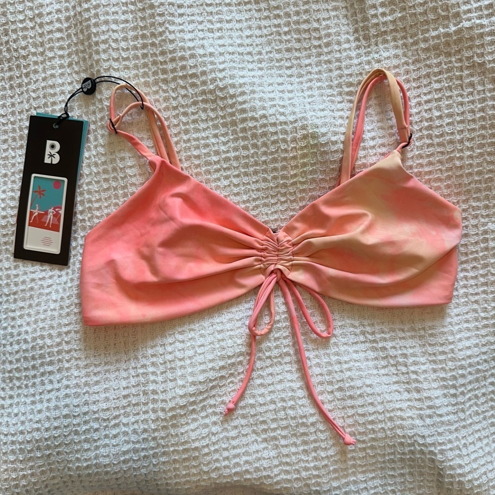 NEW NWT Blackbough Swim Women's Sophia Bikini Top Pink Lemonade Size Medium - Picture 2 of 9